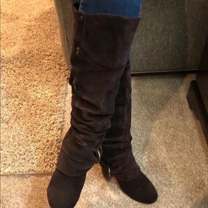 Naughty Monkey Brown Suede Knee High Boots